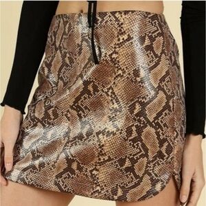 WILD HONEY python print mini skirt